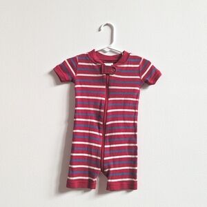 Hanna Anderson Shortie Sleeper Red Stripe Baby 6-12m Organic